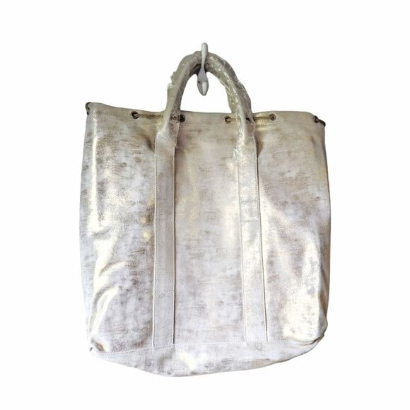 ATM NWT Anthony Thomas Melillo Metallic Nubuck Leather Tote in Beige Gold - Picture 5 of 15